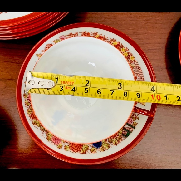 23 piece Japanese Eggshell Porcelain Tea Set cups saucers plates teapot creamer - Picture 11 of 12